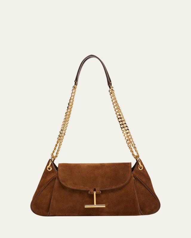 Tara Chain Shoulder Bag in Suede